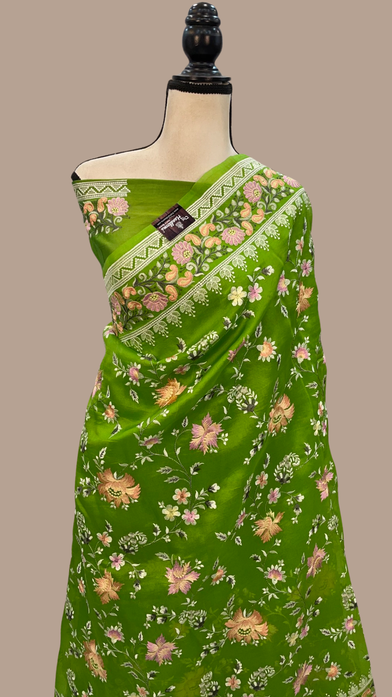 Organza Chikankari Handloom Banarasi Saree - The Handlooms