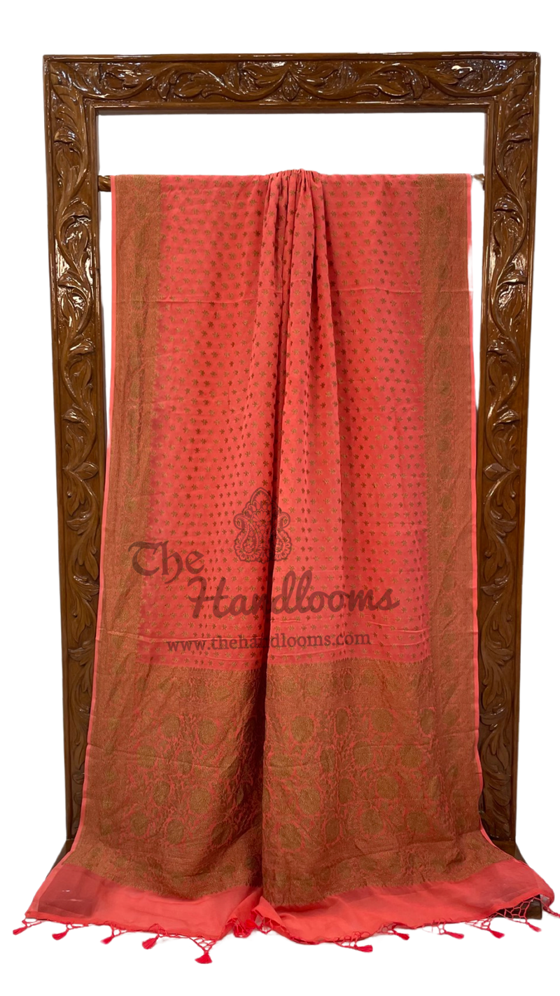 Khaddi Georgette Banarasi Saree -  Antique zari - The Handlooms