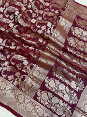 Pure Katan Silk Banarasi Handloom Saree - All Over Jaal Work - The Handlooms