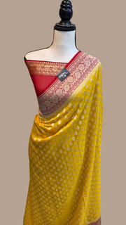 Khaddi Georgette Banarasi Saree - Gold zari - The Handlooms