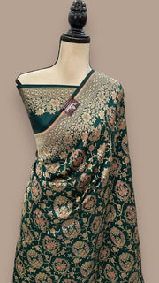 Pure Katan Silk Banarasi Handloom Saree - All over Jaal work with Meenakari - The Handlooms