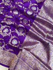 Pure Katan Silk Banarasi Handloom Saree - All over Sona Roopa Jaal work - The Handlooms