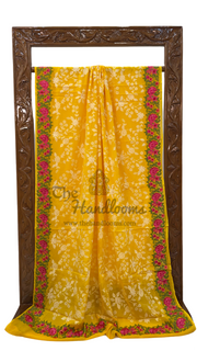 Pure Georgette Chikankari Handloom Banarasi Saree - The Handlooms