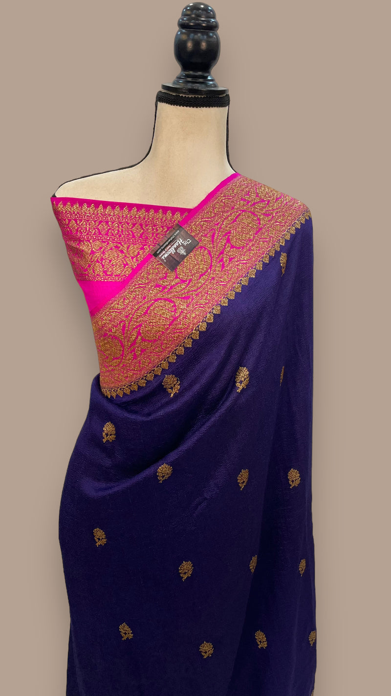 Tussar Georgette Handloom Banarasi Saree - All over kadua work - The Handlooms