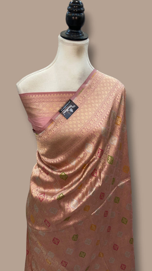 Regal Pure Katan Silk Banarasi Saree – Handwoven Tanchui Brocade With Meenakari - The Handlooms