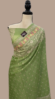 Tussar Silk Handloom Banarasi Saree With Chikankari - The Handlooms
