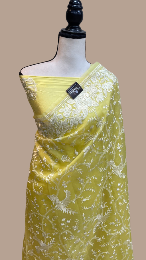 Pure Organza Chikankari Handloom Banarasi Saree - The Handlooms