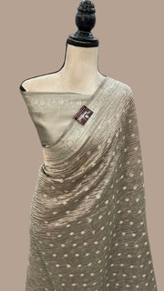 Pure Kora Tissue Crush Handloom Banarasi Saree - The Handlooms