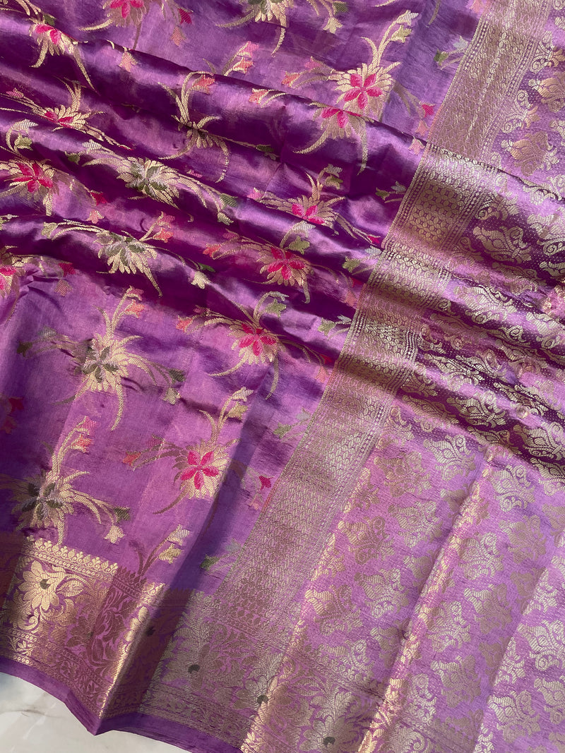 Pure Dupion Silk Banarasi Saree - Gold Zari - The Handlooms