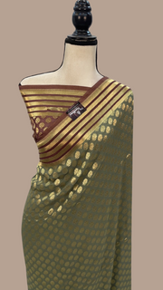 Khaddi Georgette Banarasi Saree - Gold zari - The Handlooms