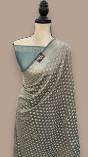 Pure Kora Tissue Crush Handloom Banarasi Saree - The Handlooms