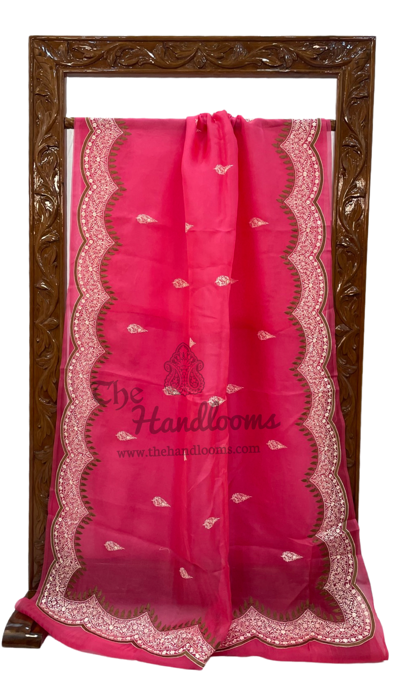 Pure Organza Chikankari Handloom Banarasi Saree - The Handlooms