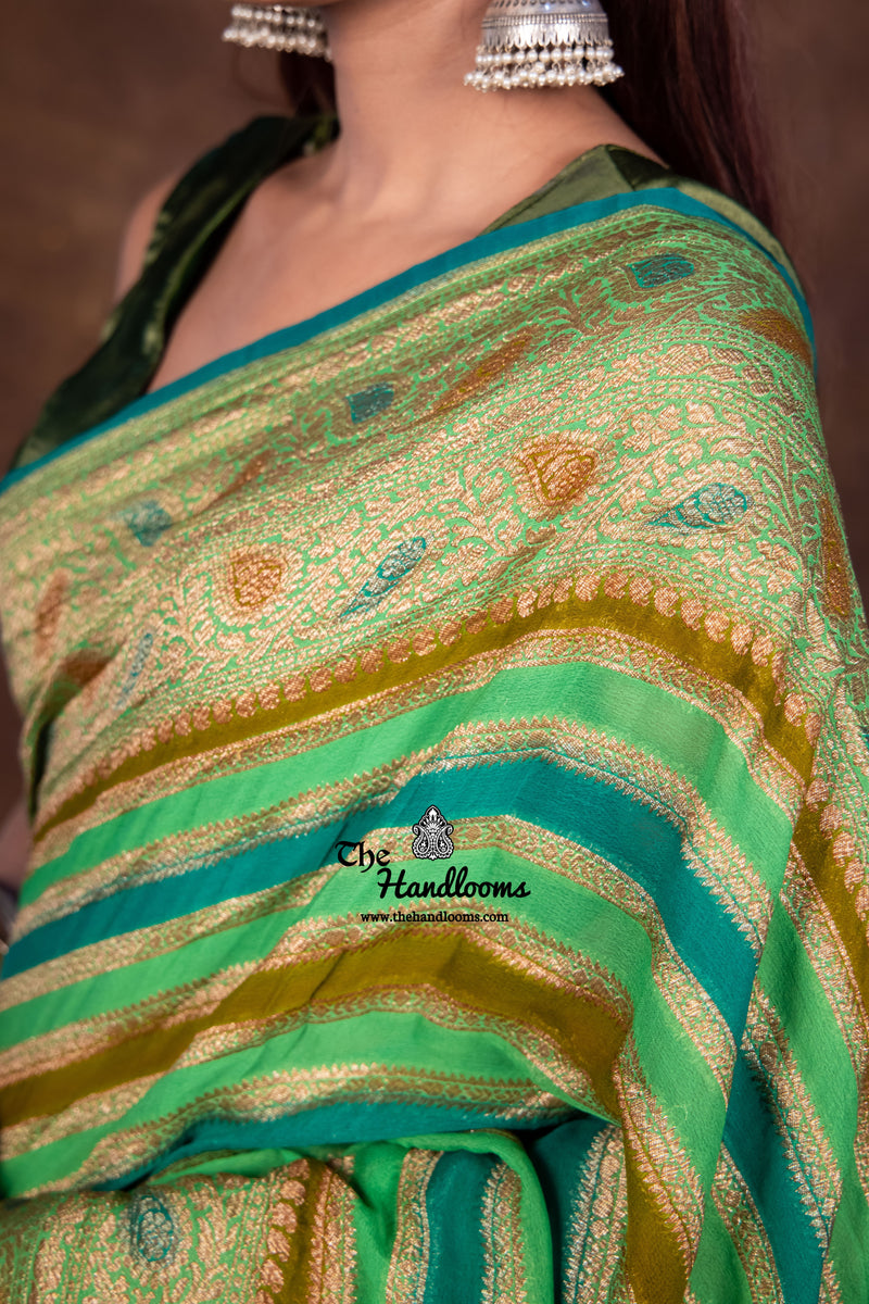 Pure Khaddi Georgette Banarasi Saree -  Antique zari - The Handlooms