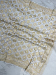 Pure Khaddi Georgette Dupatta with water zari - The Handlooms