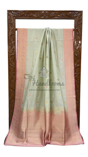 Pure Katan Silk Banarasi Handloom Saree - All over Kadua motifs With Meenakari - The Handlooms