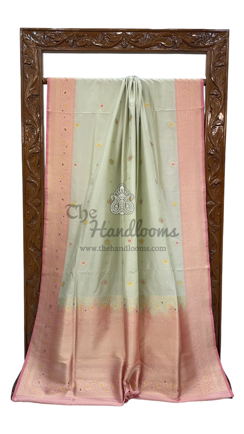 Pure Katan Silk Banarasi Handloom Saree - All over Kadua motifs With Meenakari - The Handlooms