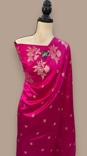 Hot Pink Pure Mango Silk Banarasi Handloom Saree - The Handlooms