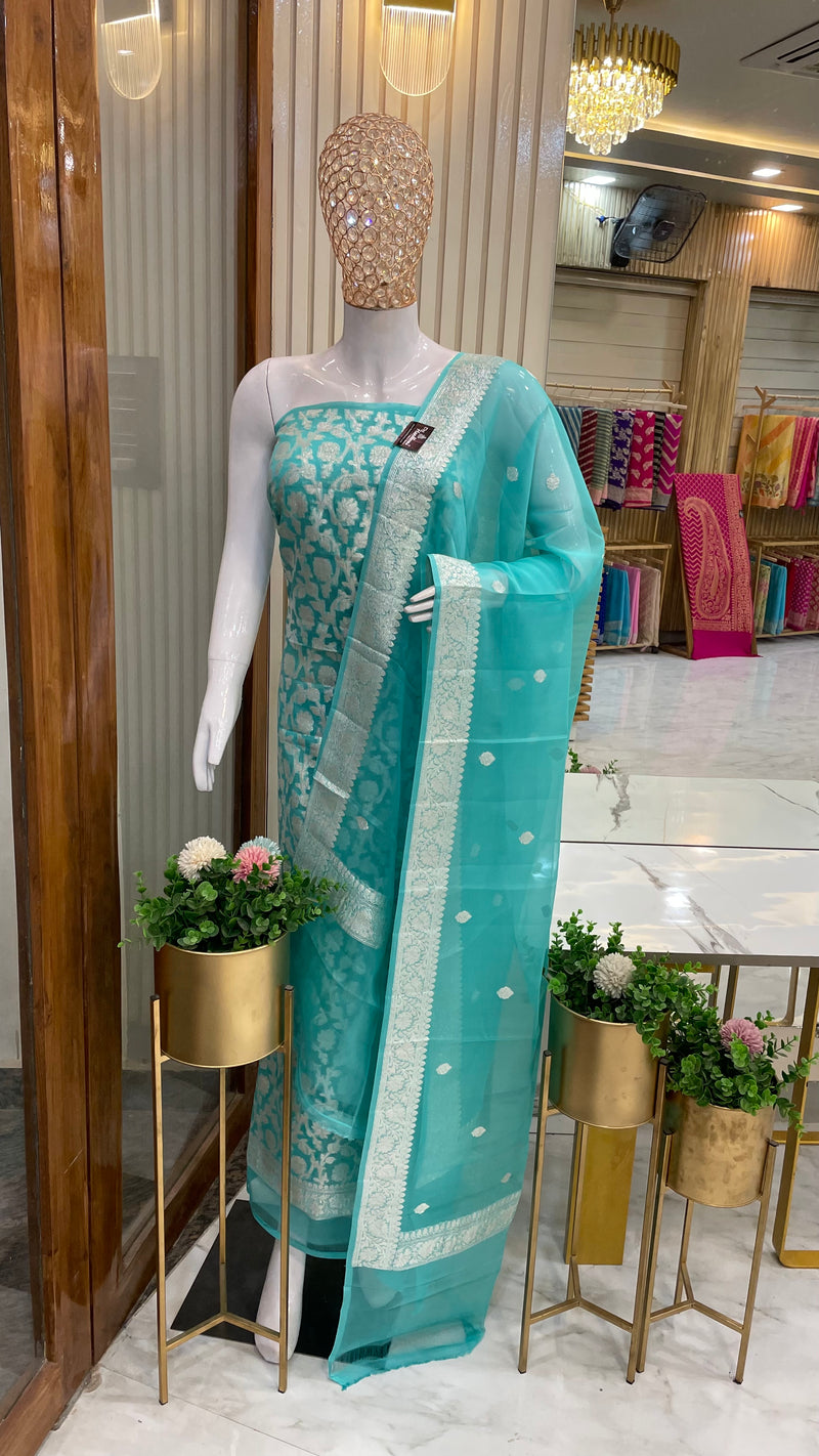 Khaddi Georgette Banarasi Dress material - The Handlooms