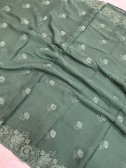 Pure Georgette Chikankari Handloom Banarasi Saree - The Handlooms