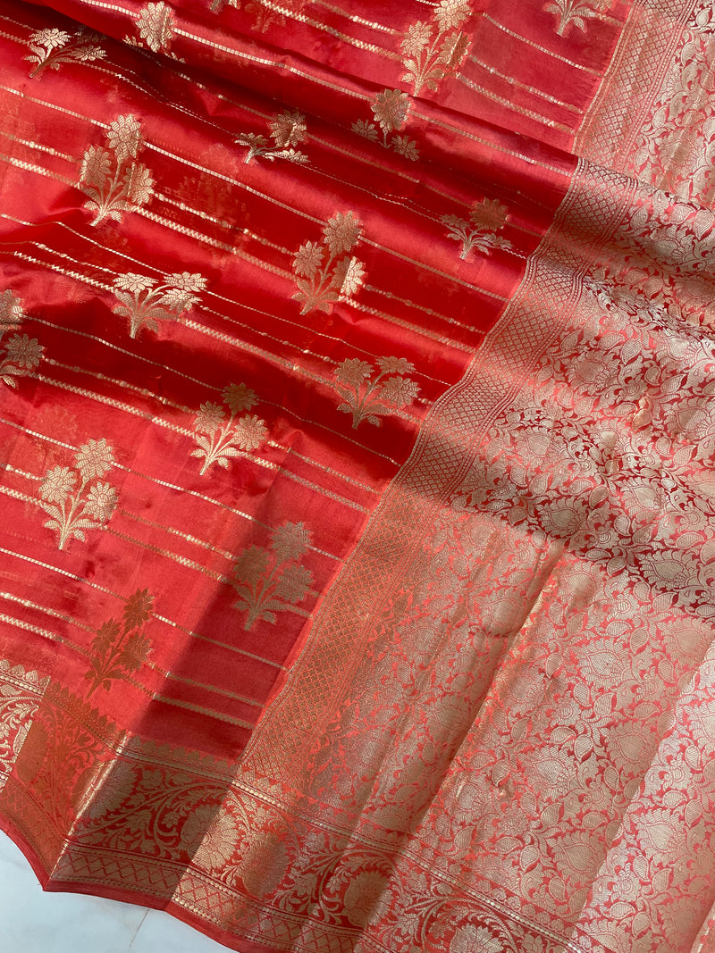 Pure Dupion Silk Banarasi Saree - Gold Zari - The Handlooms