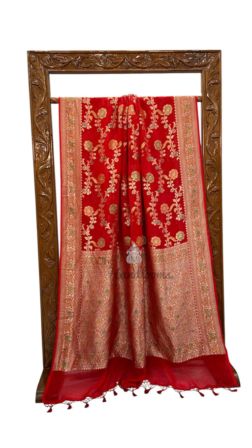 Pure Khaddi Georgette Handloom Banarasi Saree - Water Zari - The Handlooms