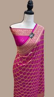 Pure Georgette Banarasi Bandhej Handloom Saree - The Handlooms