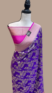 Khaddi Georgette Handloom Banarasi Saree - The Handlooms
