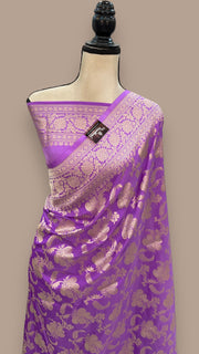 Pure Katan Silk Banarasi Handloom Saree - All Over Jaal Work - The Handlooms