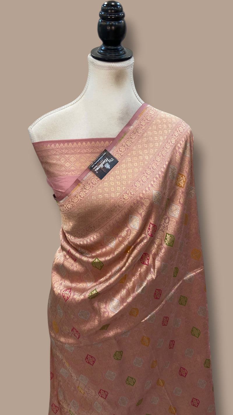 Regal Pure Katan Silk Banarasi Saree – Handwoven Tanchui Brocade With Meenakari