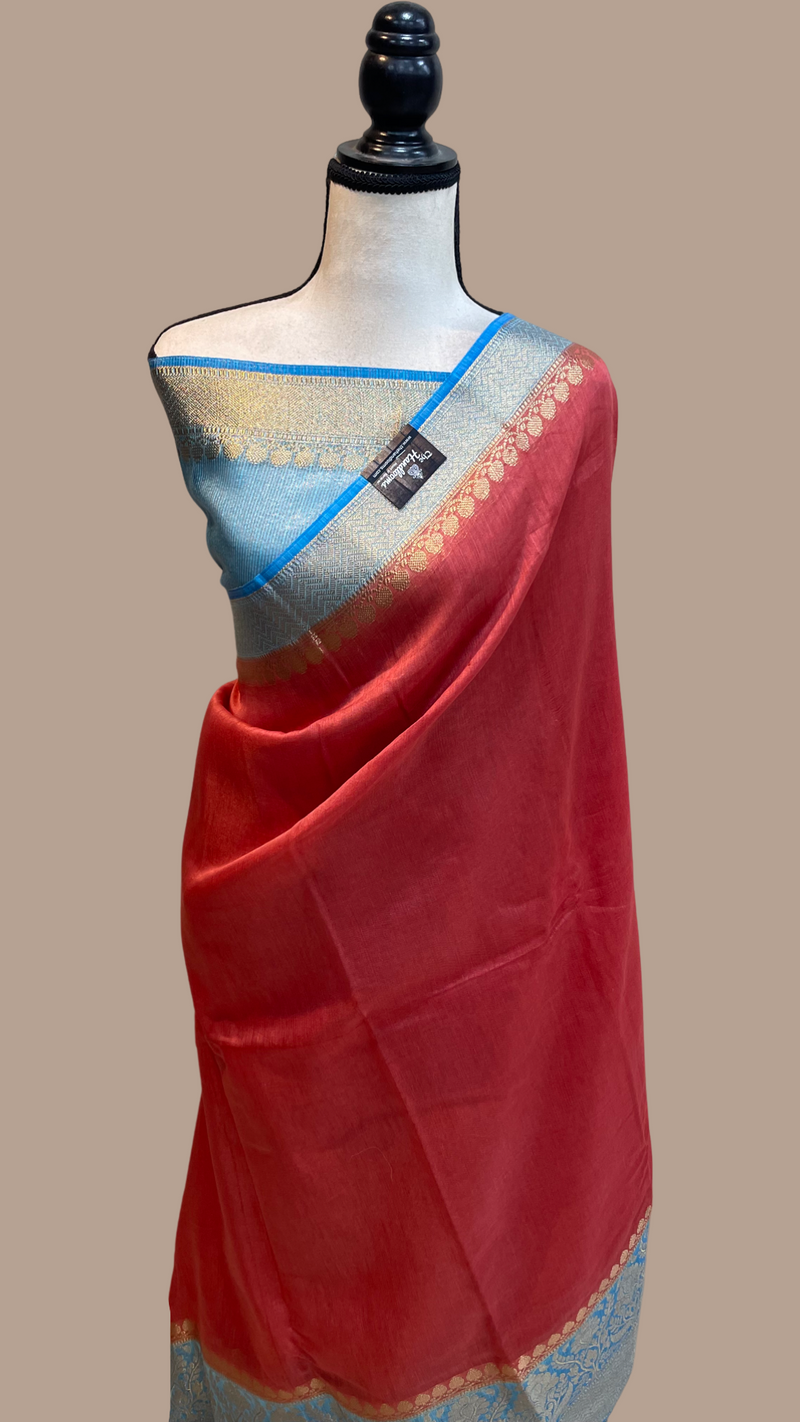 Pure linen Banarasi Saree - The Handlooms