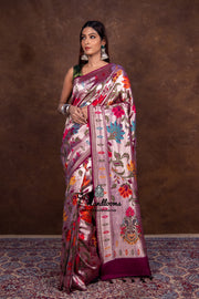 Pure Tussar Georgette Brocade Handloom Banarasi Saree - The Handlooms