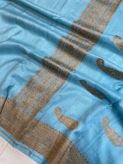 Tussar Georgette Handloom Banarasi Saree - Antique Zari - The Handlooms