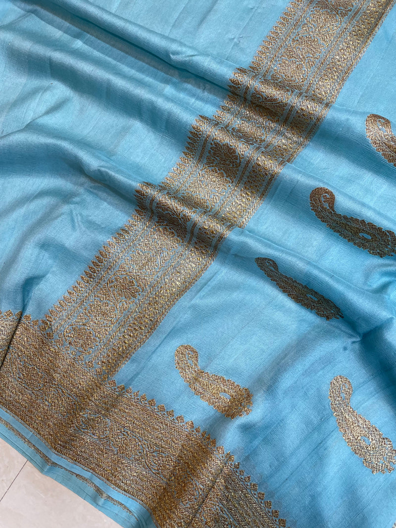 Tussar Georgette Handloom Banarasi Saree - Antique Zari - The Handlooms