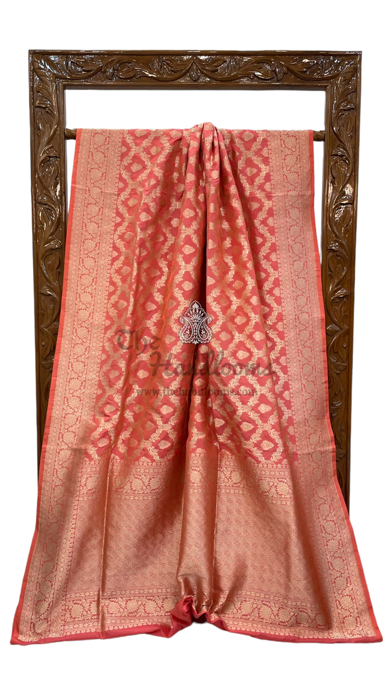 Pure Katan Silk Banarasi Handloom Saree - All Over Jaal Work - The Handlooms