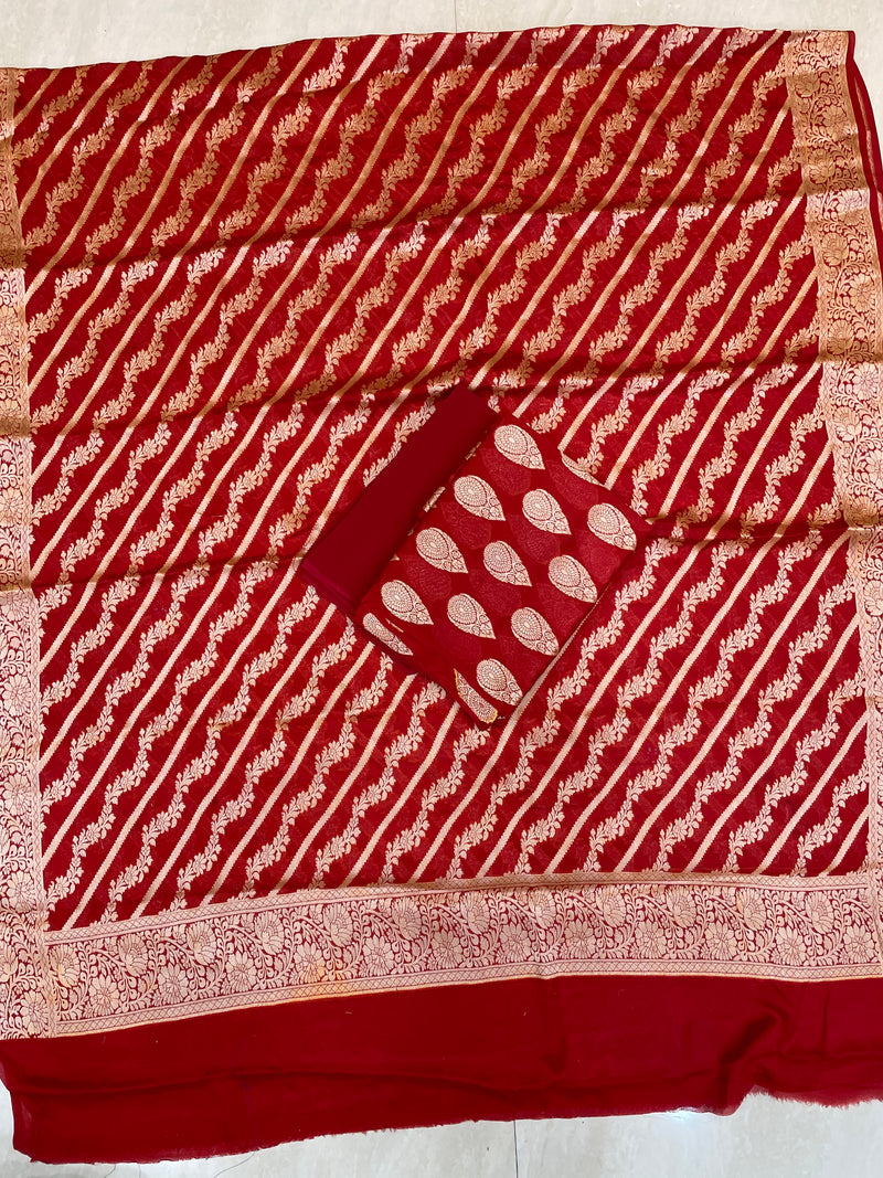 Pure Chiffon Khaddi Banarasi Dress material - The Handlooms