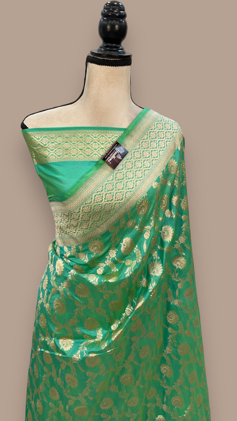 Pure Katan Silk Banarasi Handloom Saree - All over Jaal work - The Handlooms