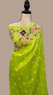 Pure Organza Chikankari Handloom Banarasi Saree - The Handlooms