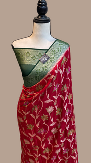 Pure Chiffon Khaddi Banarasi Saree - The Handlooms
