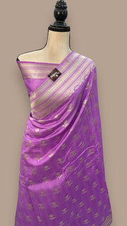 Lavender Pure Khaddi Chiniya Handloom Banarasi Saree - The Handlooms