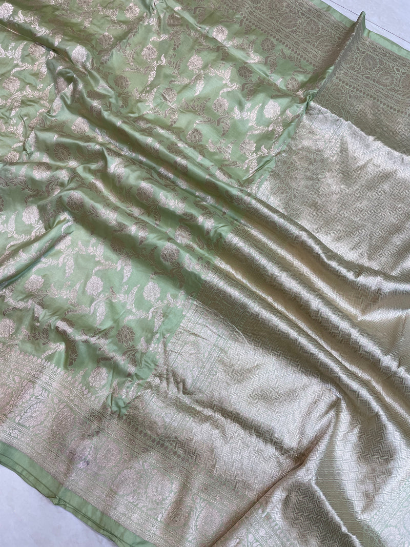 Pure Katan Silk Banarasi Handloom Saree - All over Jaal work - The Handlooms