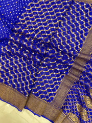 Khaddi Georgette Banarasi Saree -  Antique Roopa zari - The Handlooms