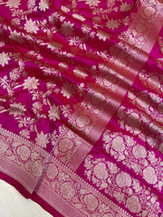 Pure Katan Silk Banarasi Handloom Saree - All Over Jaal Work - The Handlooms