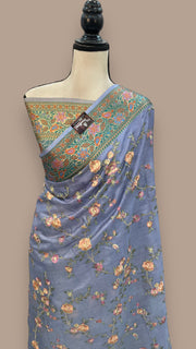 Tussar Silk Handloom Banarasi Saree With Chikankari - The Handlooms