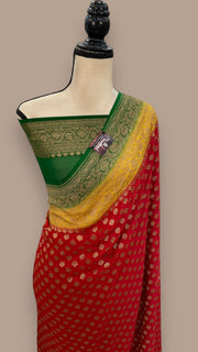 Khaddi Georgette Banarasi Saree -  Antique zari - The Handlooms