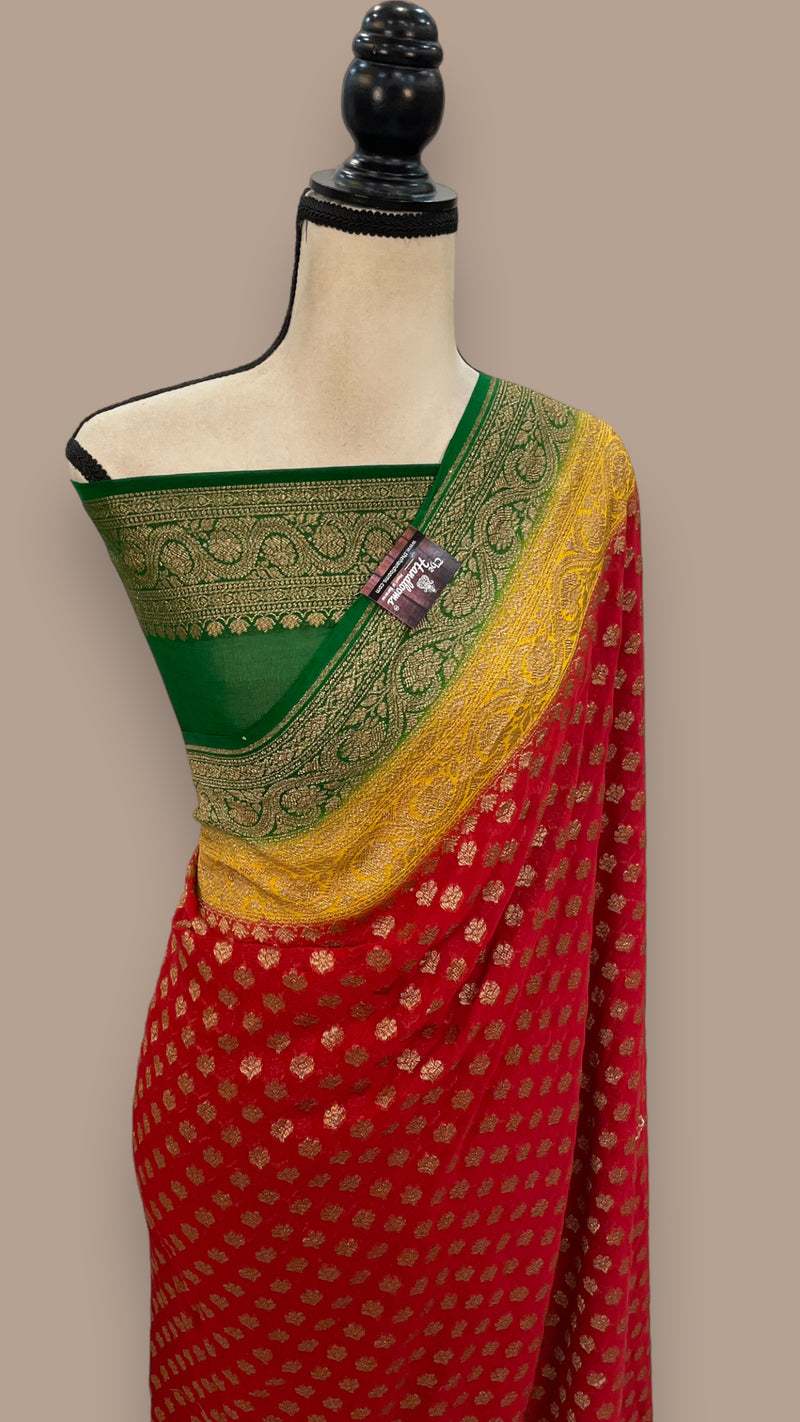 Khaddi Georgette Banarasi Saree -  Antique zari - The Handlooms