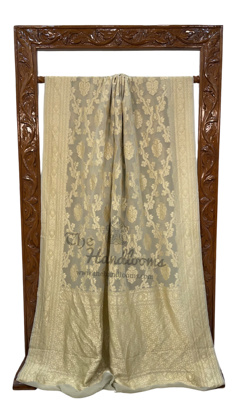 Khaddi Georgette Handloom Banarasi Saree - The Handlooms