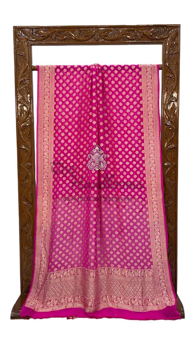 Pure Khaddi Georgette Dupatta - water zari - The Handlooms