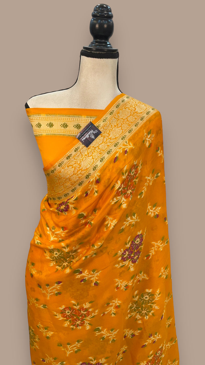 Pure Chiffon Khaddi Banarasi Saree - The Handlooms