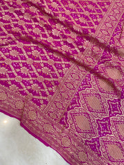 Pure Georgette Banarasi Bandhej Handloom Saree - The Handlooms