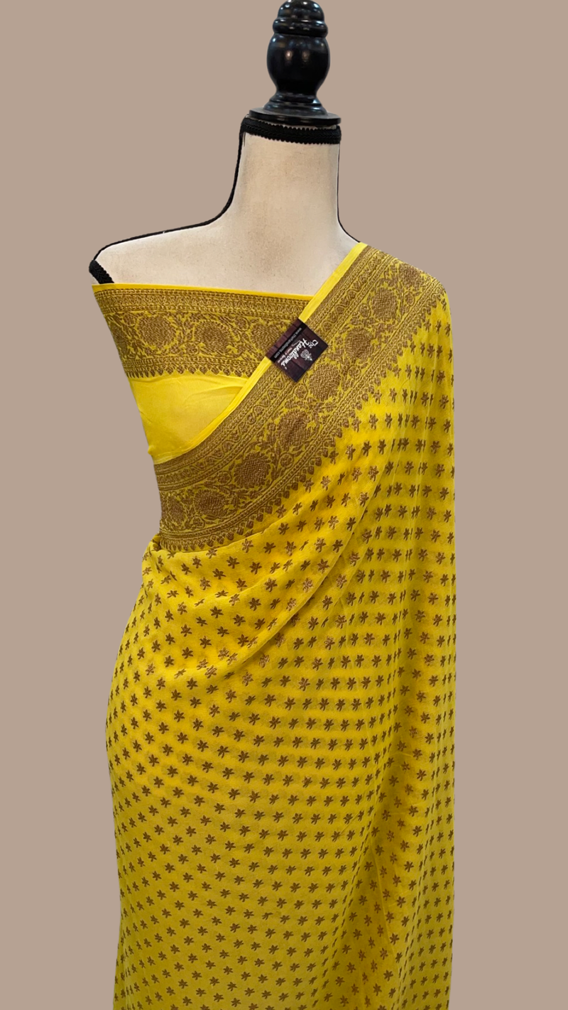Khaddi Georgette Banarasi Saree -  Antique zari - The Handlooms